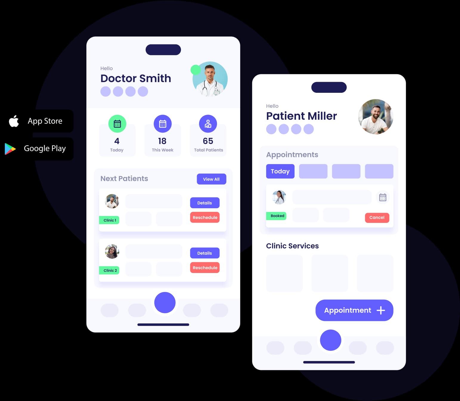 The clinic's mobile app