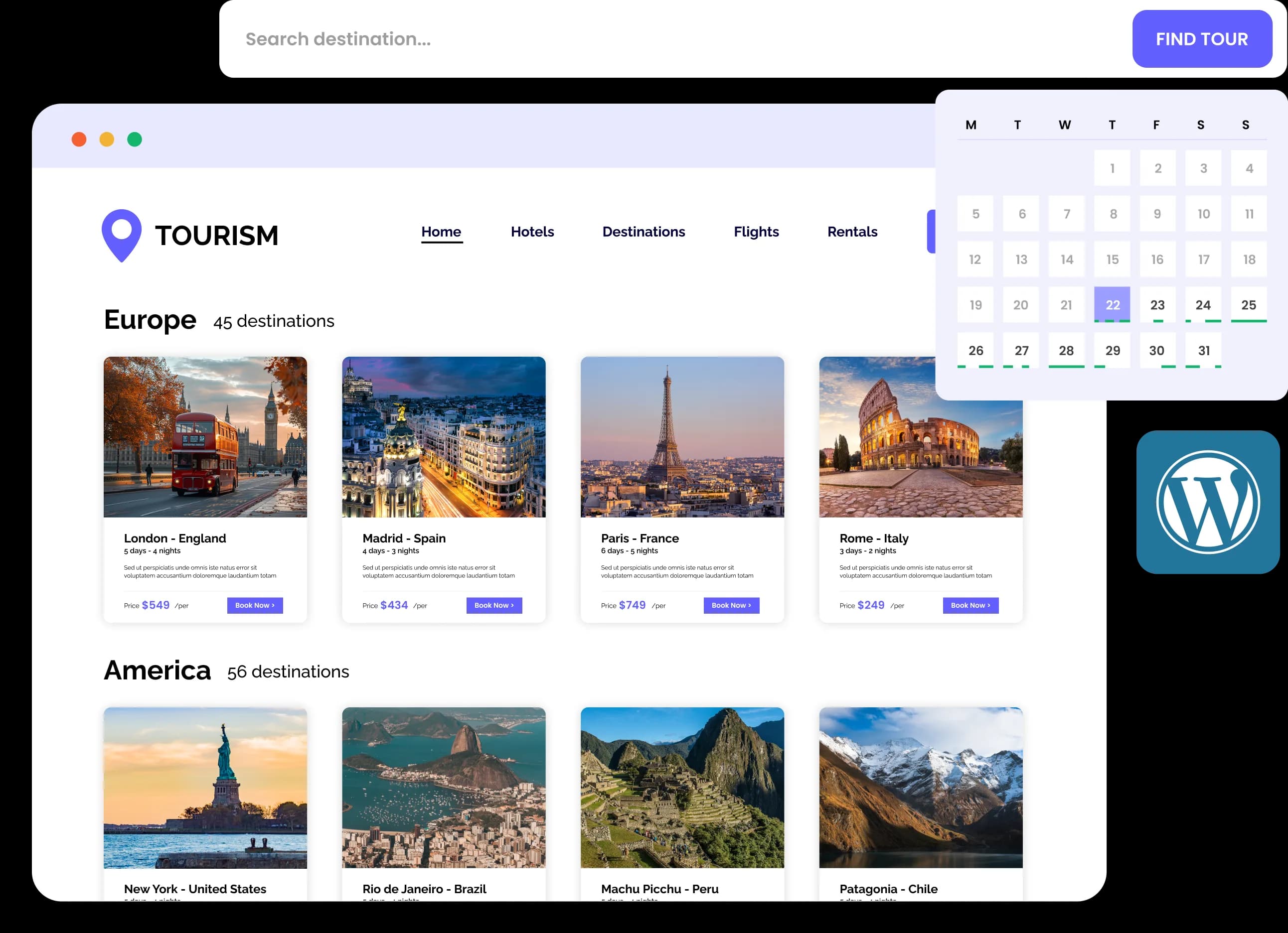 Diseño web para turismo y viajes