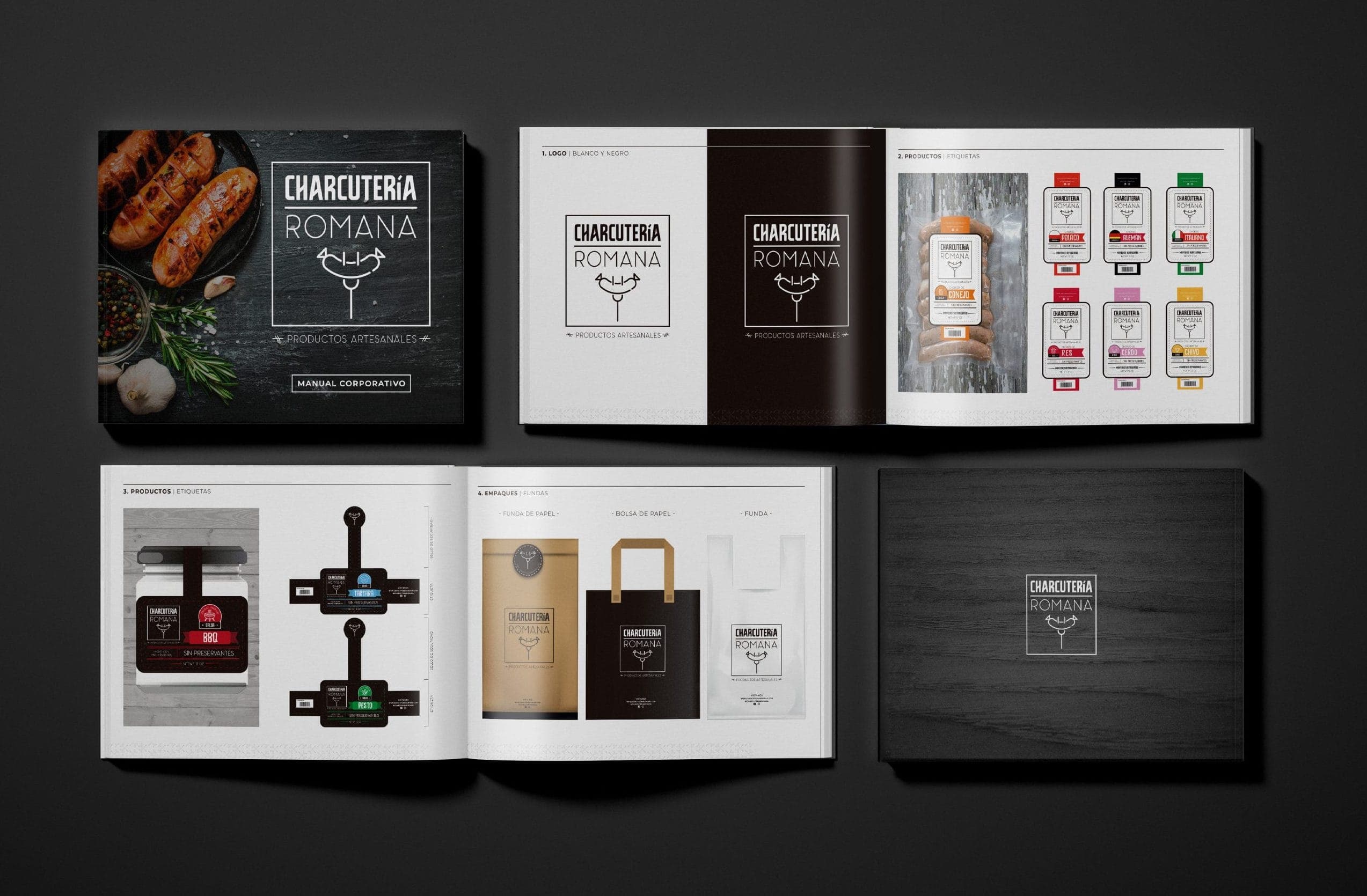 Mockup de la marca Charcutería Romana