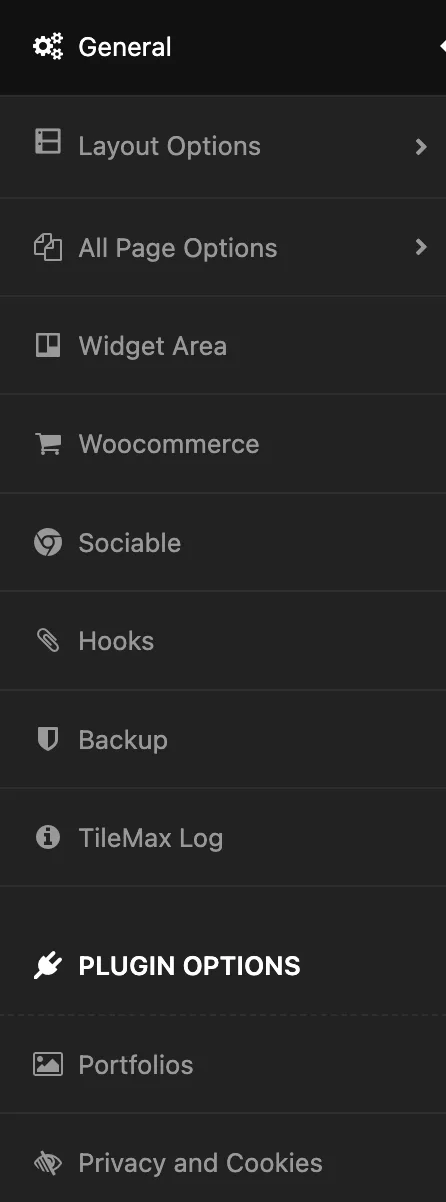 Opciones del panel de WordPress