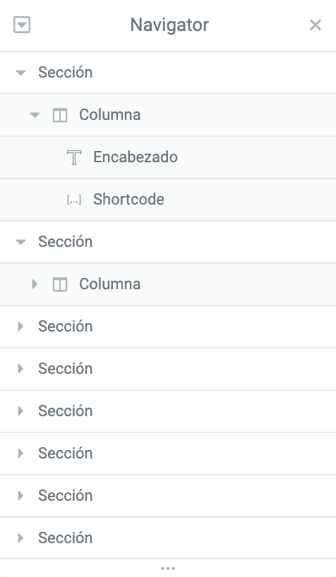 Versión móvil del sitio en Elementor