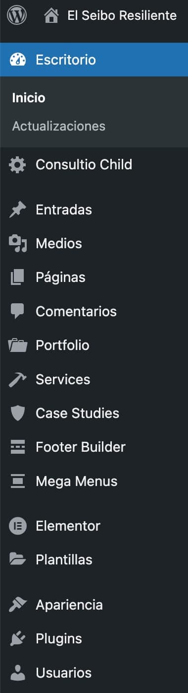 Menú lateral de WordPress