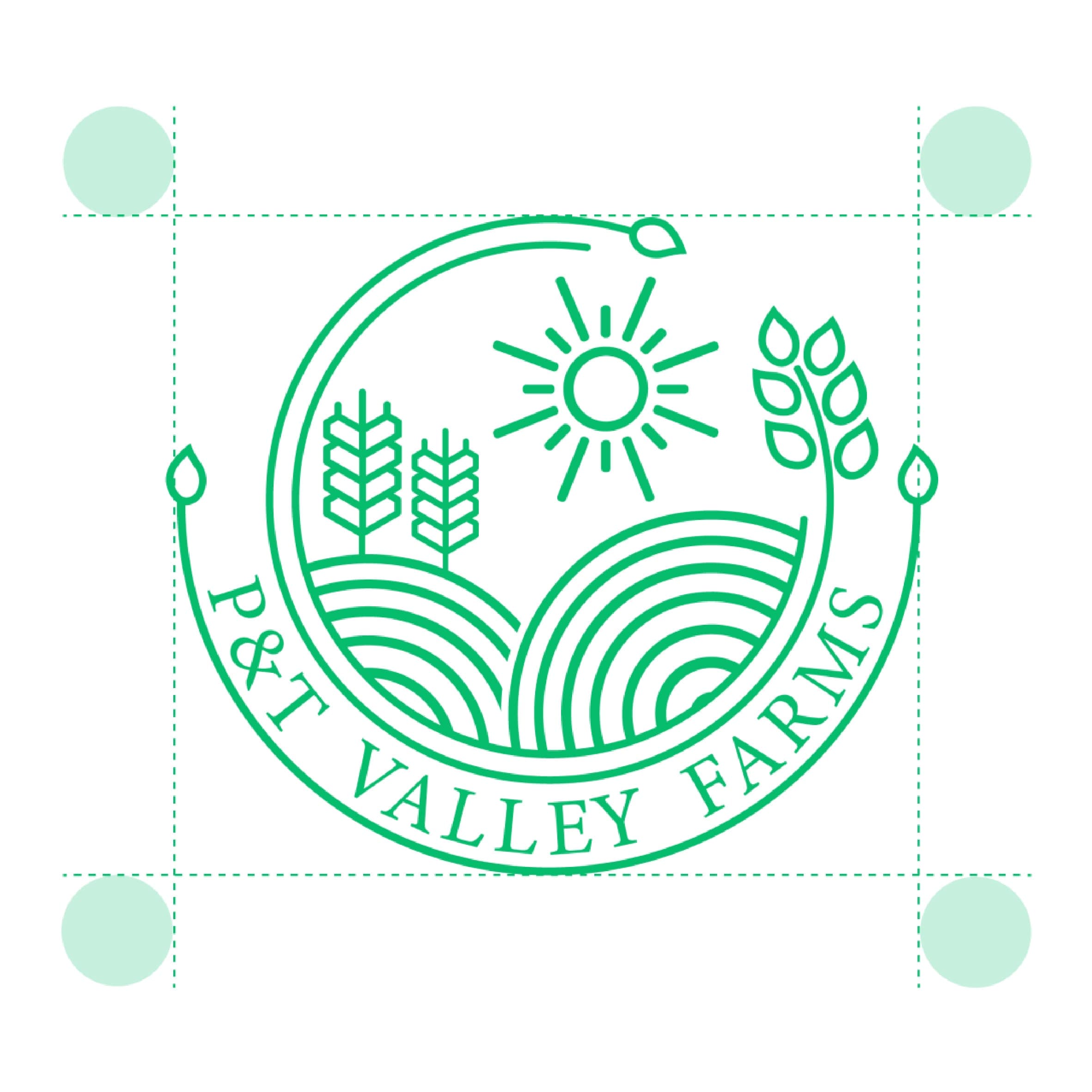 Tarjeta con el logotipo de P&T Valley Farms