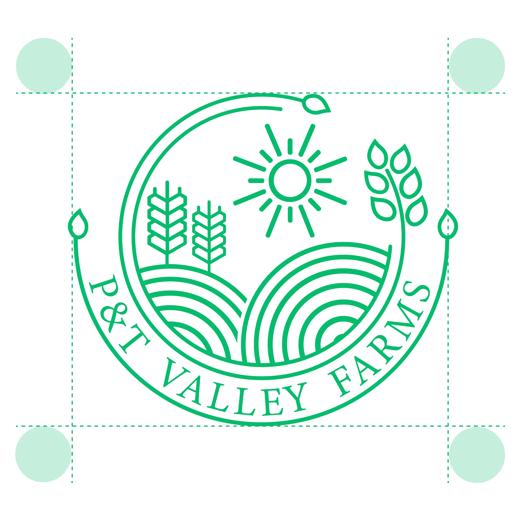 Construcción del logotipo de P&T Valley Farms