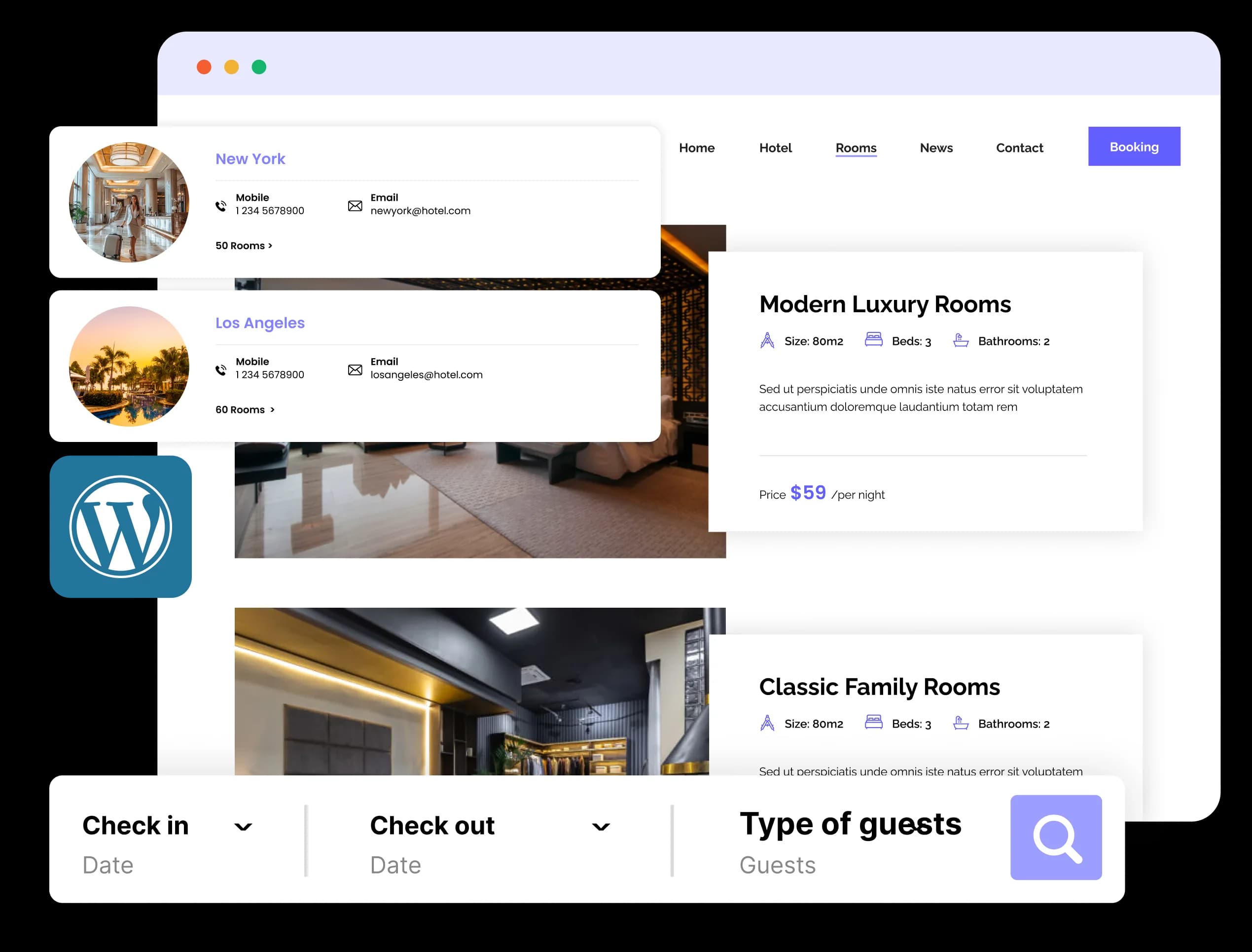 Websites for hospitality