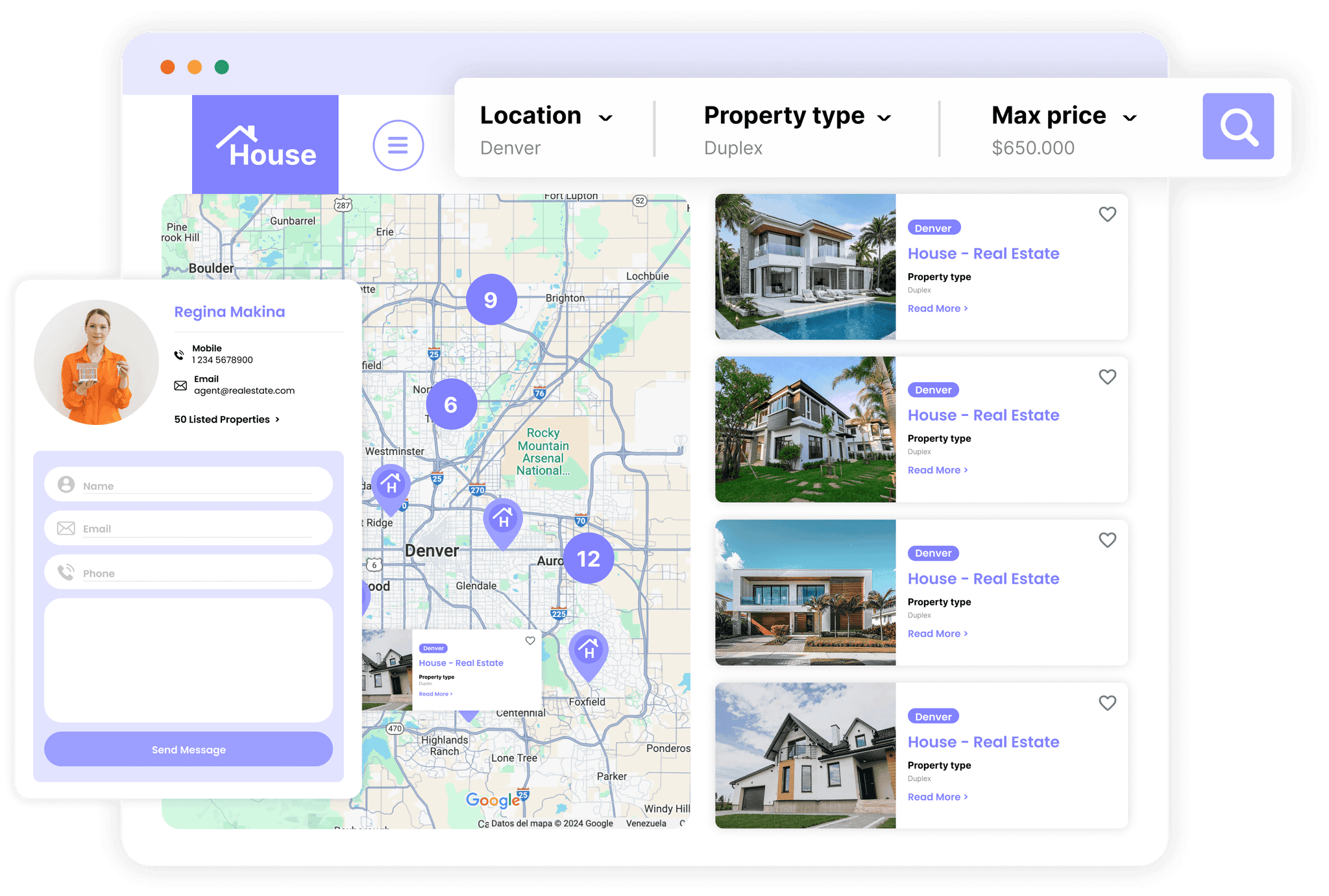 Funciones de un sitio inmobiliario de alto rendimiento
