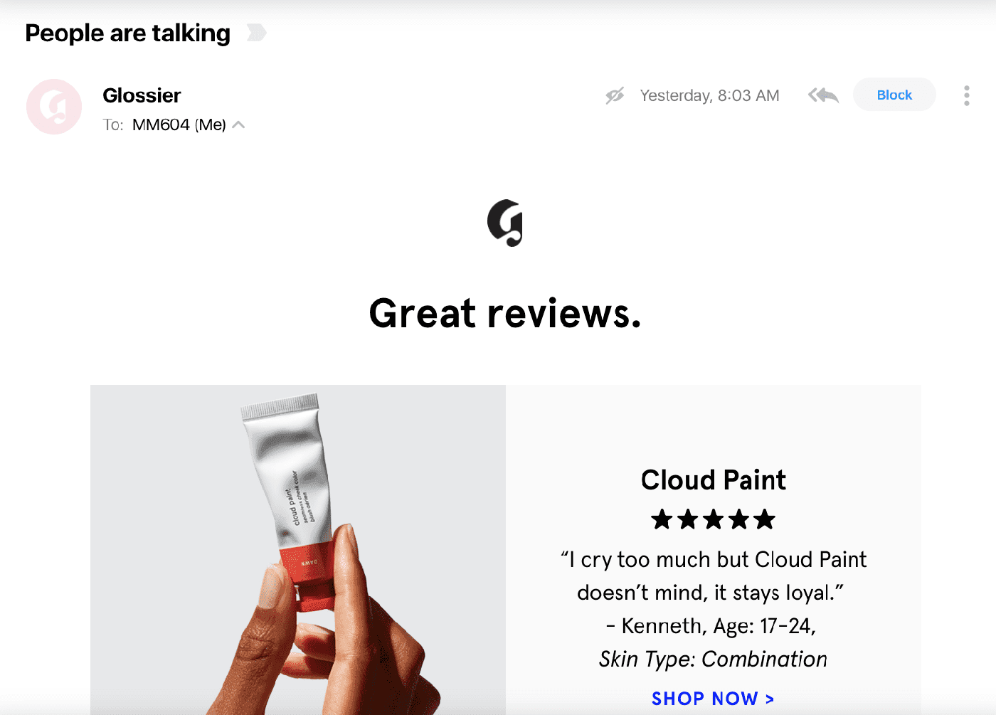 - trust - glossiersocialproof - branding