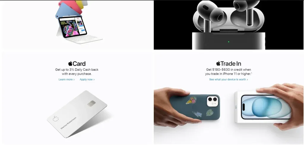 Example of white space on a website