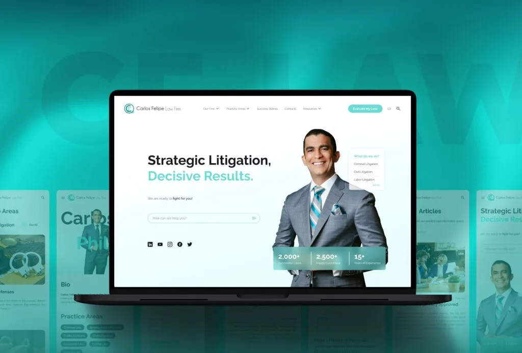 Despacho De Abogados Y Servicios Jurídicos - Firma - Yzzy Agency - Web Design Caso de éxito del sitio web de carlos felipe law firm