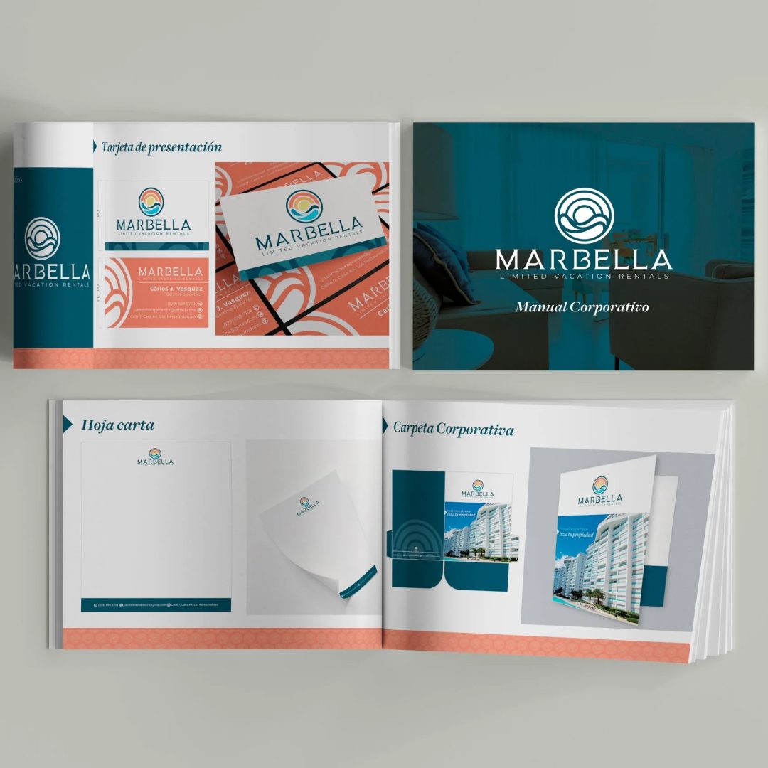 A group of open brochures