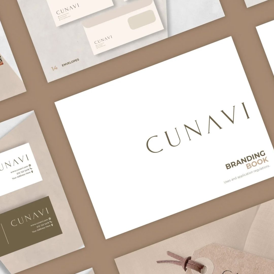 A group of white and brown business cards