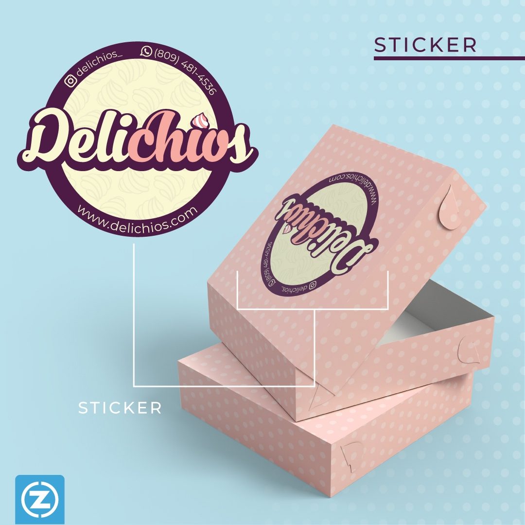 A box with a sticker