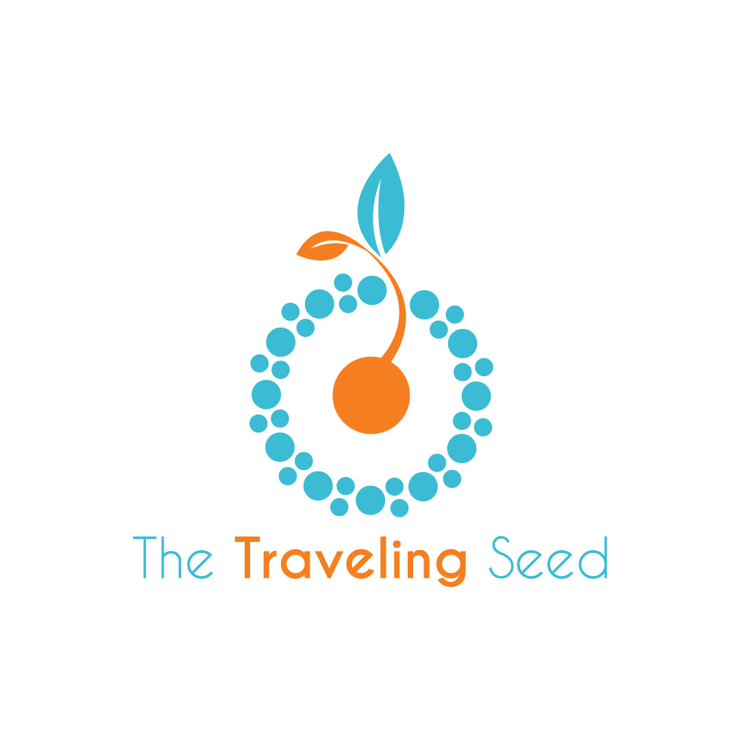 A logo with a leaf and a plant