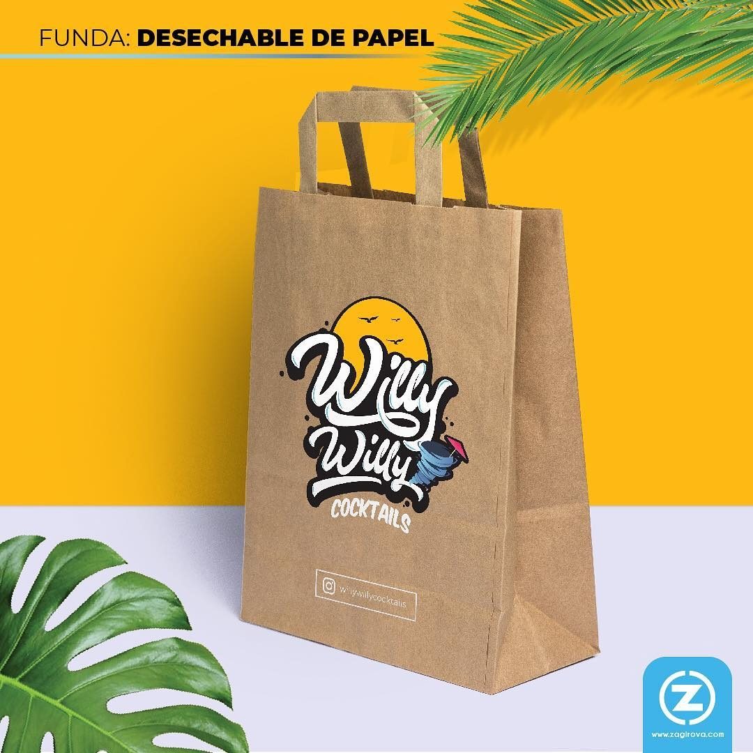 A brown bag with a logo on it